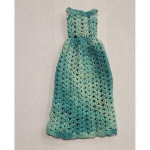 Hand Crocheted Aquamarine Dress for Barbie Unique Gorgeous Blue Green Color